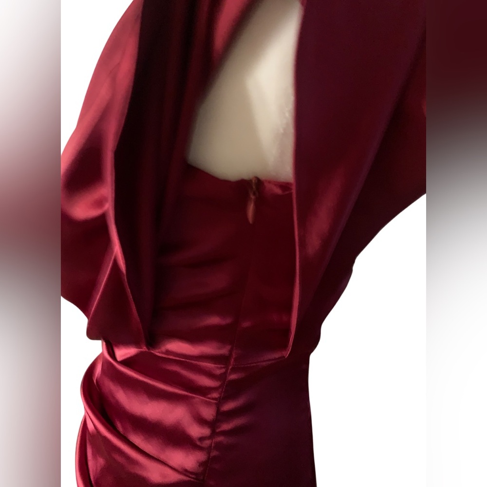 NWOT DO+BE Women One-Shoulder Wine Red Dress Satin Fabric 100% Polyester.Small - Picture 10 of 16